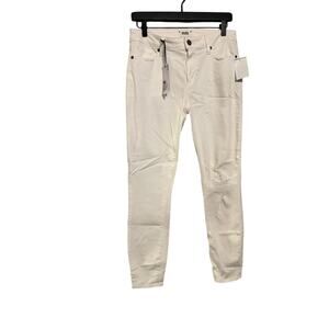 PAIGE White Fitted Skinny Distressed Zip Up Denim Jeans NWT size 29